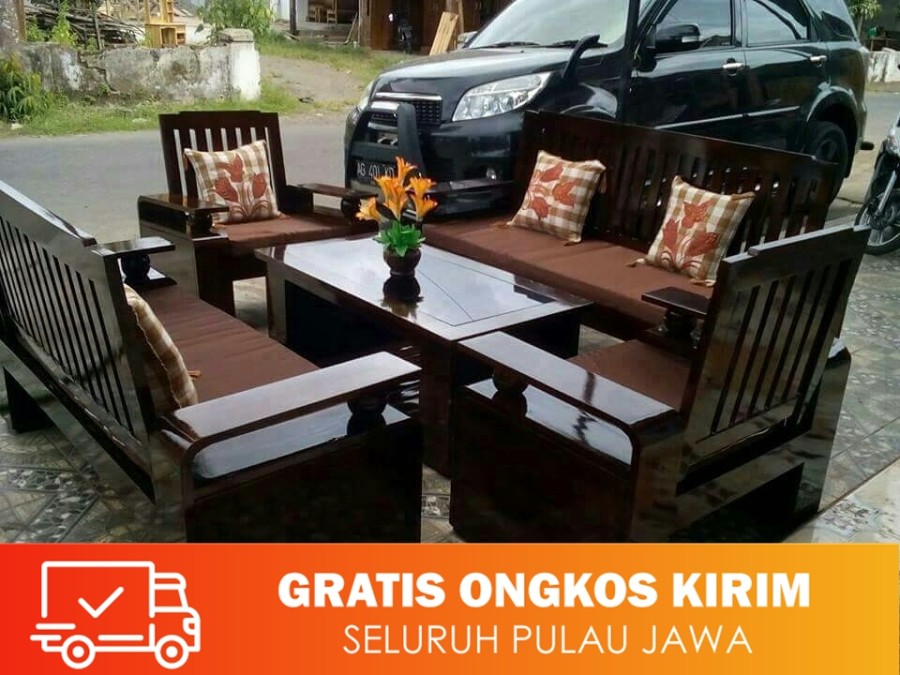 Kursi tamu 3211 kayu jati Perhutani tebal export quality